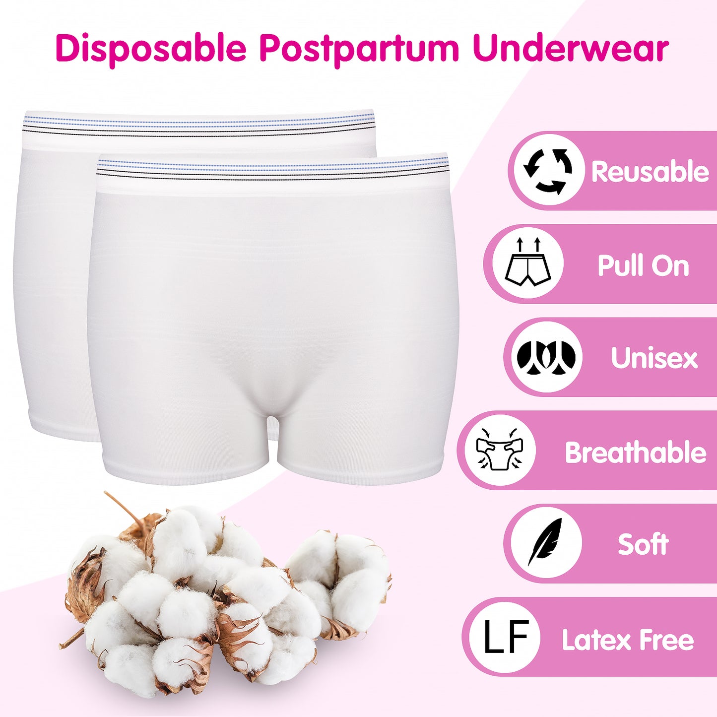 4 Pack Washable Mesh Pants Postpartum Underwear Hospital Provide for Surgical Recovery,Incontinence, Maternity