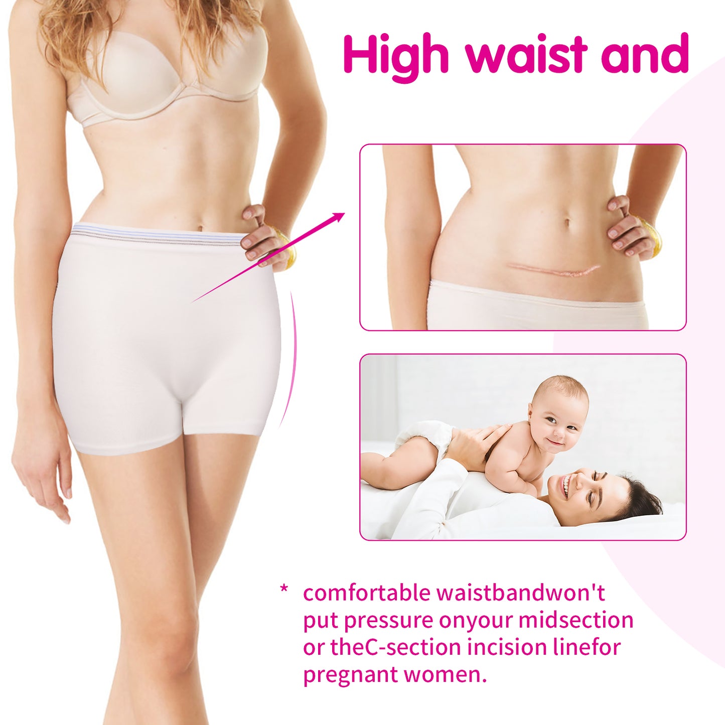 4 Pack Washable Mesh Pants Postpartum Underwear Hospital Provide for Surgical Recovery,Incontinence, Maternity