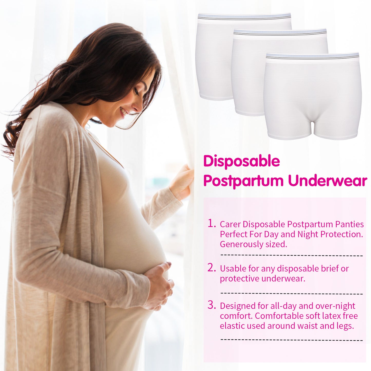 4 Pack Washable Mesh Pants Postpartum Underwear Hospital Provide for Surgical Recovery,Incontinence, Maternity