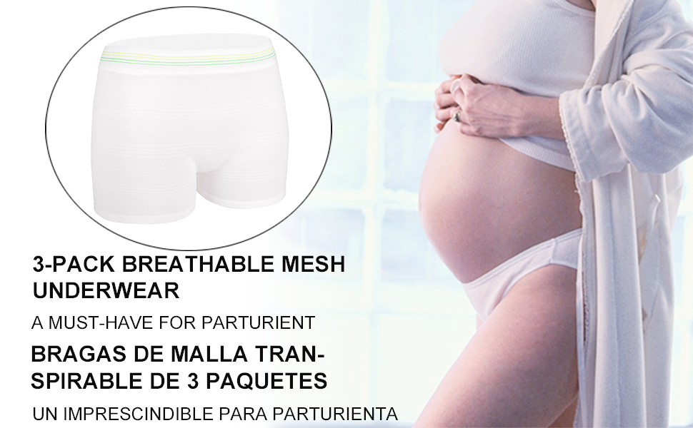 3 Pack Mesh Underwear Postpartum Must Have Hospital Provide Washable Breathable Undies for Delivery, Surgical,Traveling